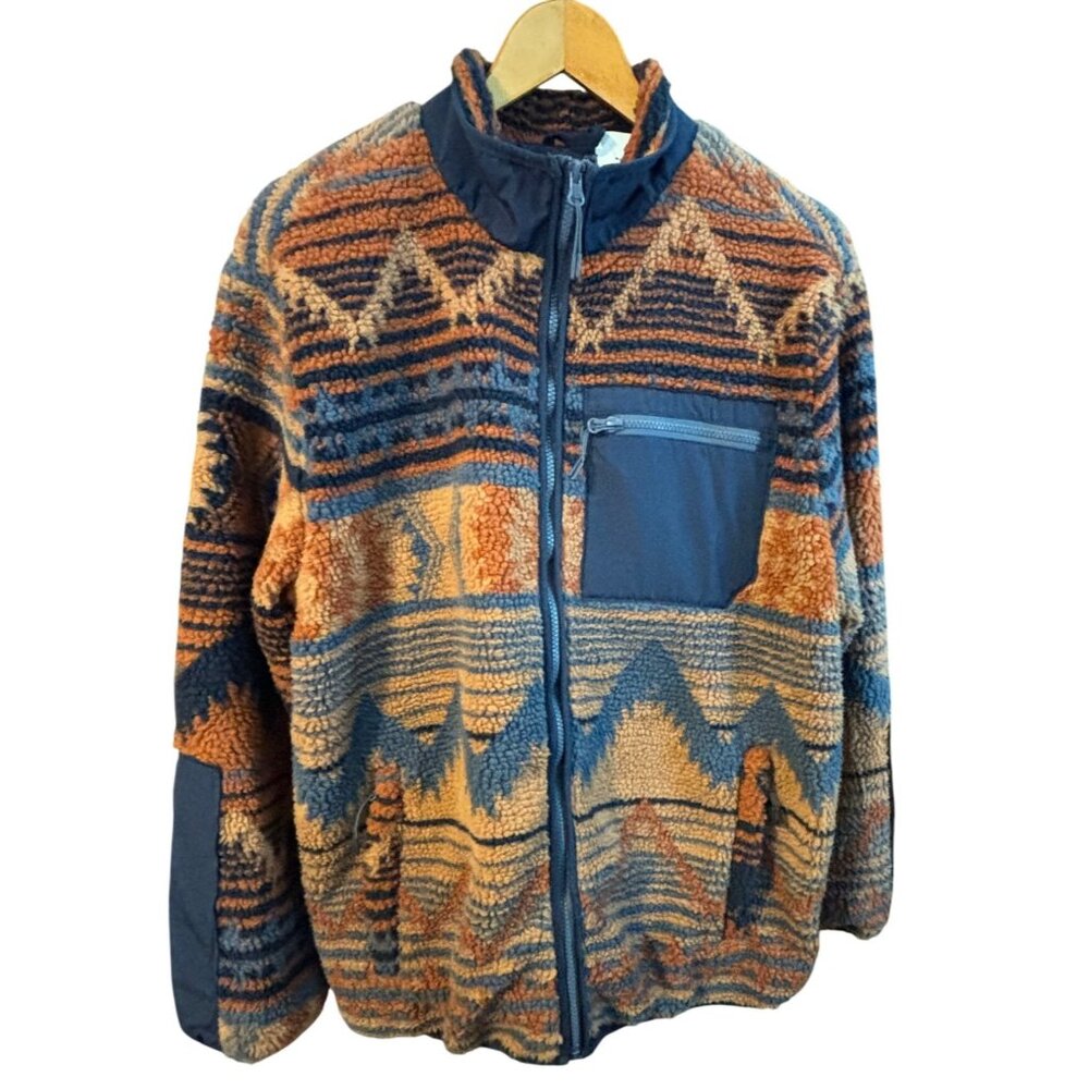Mountain & Isles NWT Sherpa Fleece Multicolor Full Zip Jacket Sz Large